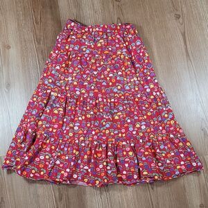 🔺️Hanna Andersson Red Floral Print Tiered Cottagecore Skirt Girl's XSmall